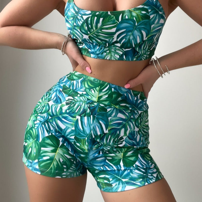Damen Crop-Top und High-Waist Shorts Set Echo Archiv