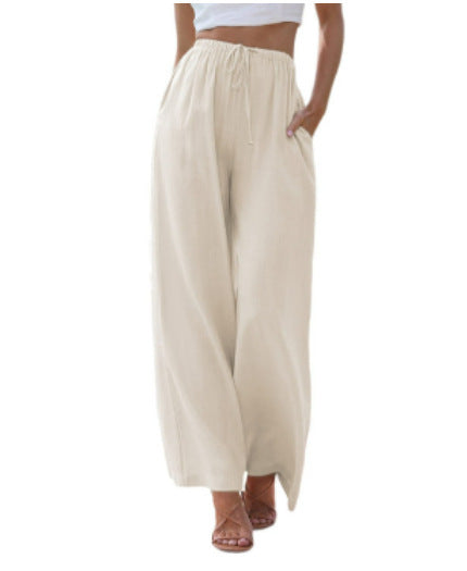 Damen weite Leinenhose mit elastischem Bund und praktischen Seitentaschen Echo Archiv