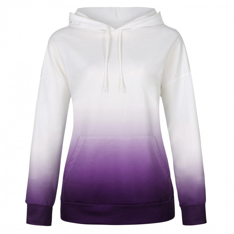 Damen Oversize Kapuzenpullover mit Dip-Dye Farbverlauf und Kängurutasche – Auréline
