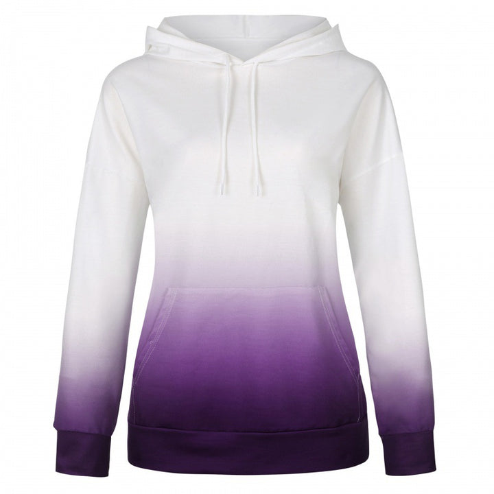 Damen Oversize Kapuzenpullover mit Dip-Dye Farbverlauf und Kängurutasche – Auréline