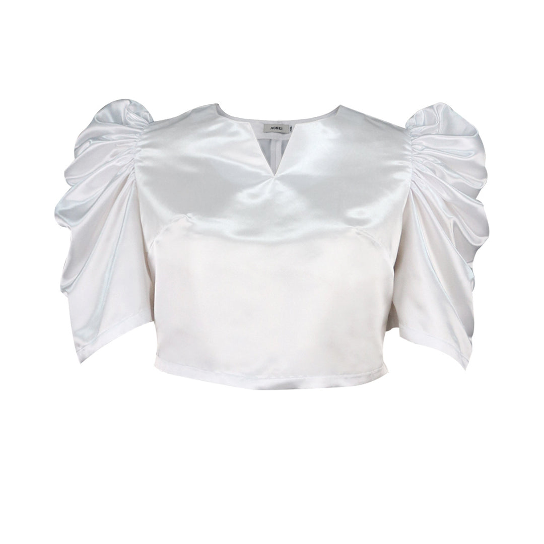 Damen elegantes Kurzarmtop mit voluminösen Puffärmeln Echo Archiv