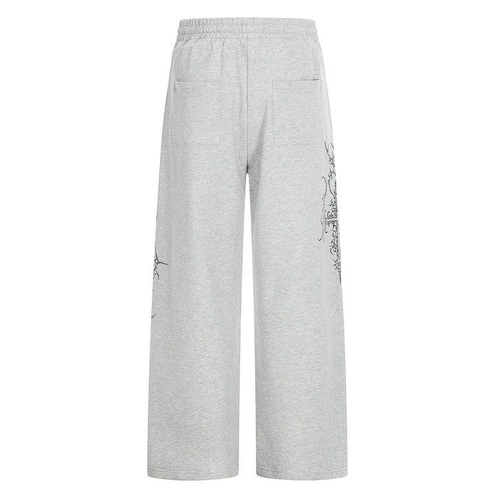 Damen Weite Sweatpants mit Tunnelzug, Ziernieten und grafischem Print Echoarchiv