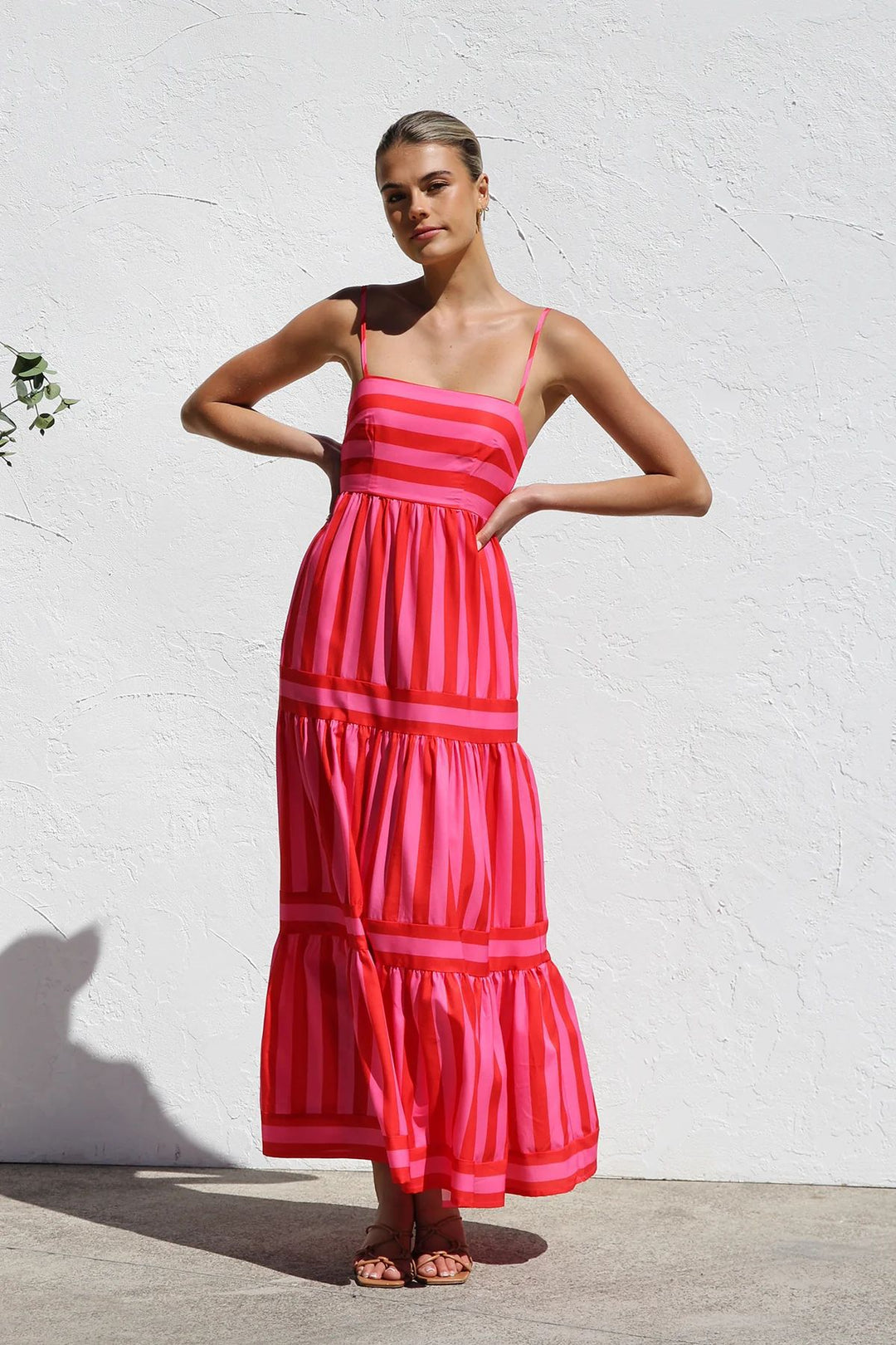 Damen Maxikleid mit Streifenmuster und fließendem Rock Echo Archiv