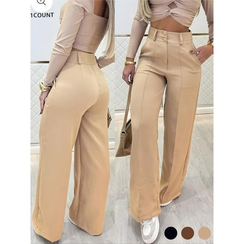 Damen Hochtaillierte weite Palazzo-Hose mit Bügelfalte Echo Archiv