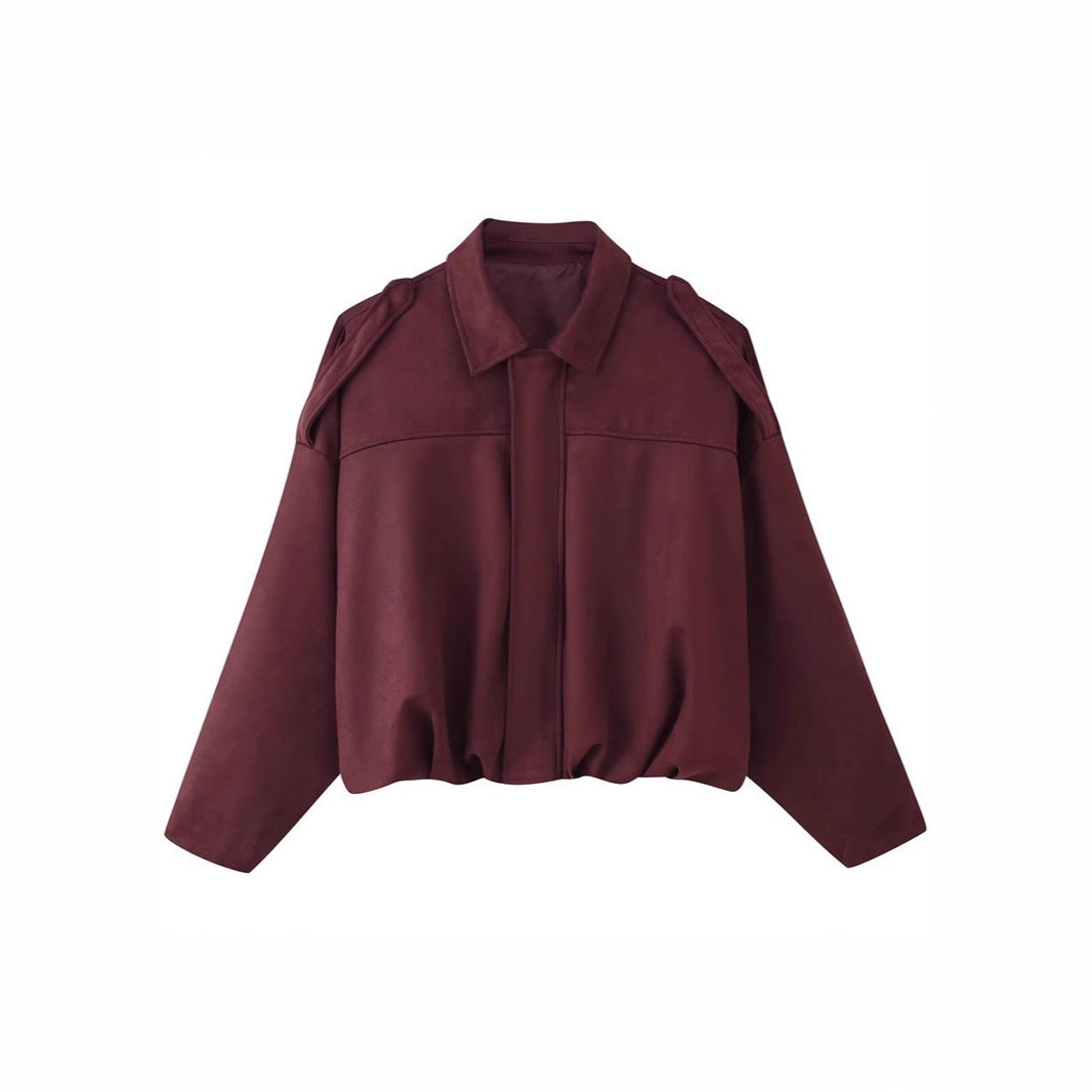 Damen Kurzgeschnittene Oversize Blousonjacke mit Schulterklappen – Célinea