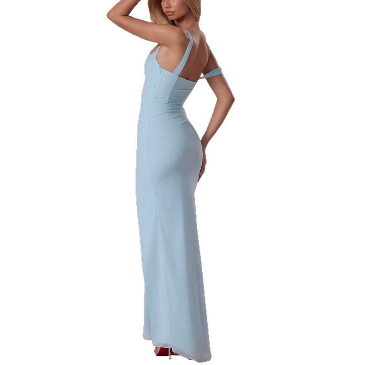 Damen Elegantes Maxikleid mit tiefem Schlitz und Rüschendetails Echo Archiv