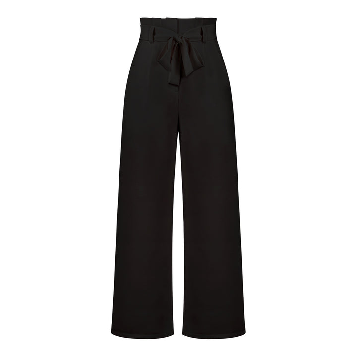 Damen hochtaillierte Paperbag-Hose mit weitem Bein und Taillengürtel – Avérine