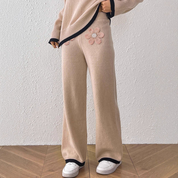 Damen bequeme Strickhose mit floralem Applikationsdesign Echo Archiv