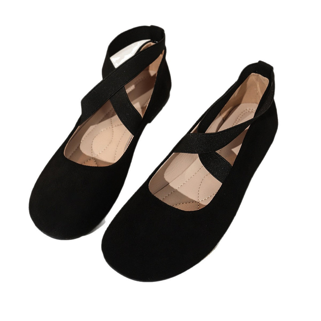 Damen Ballerinas mit elastischen Kreuzriemen und weichem Samtvelours-Obermaterial – Lioré