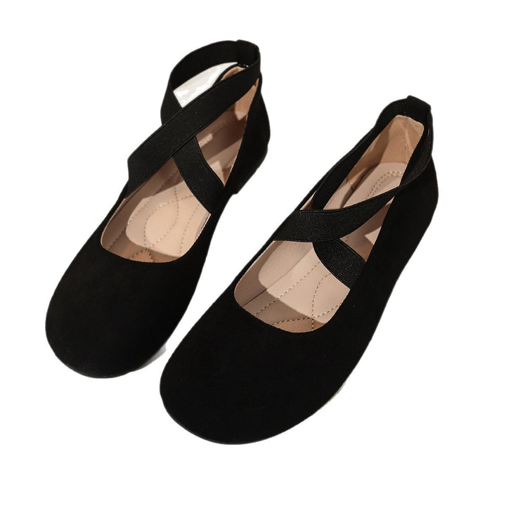 Damen Ballerinas mit elastischen Kreuzriemen und weichem Samtvelours-Obermaterial – Lioré