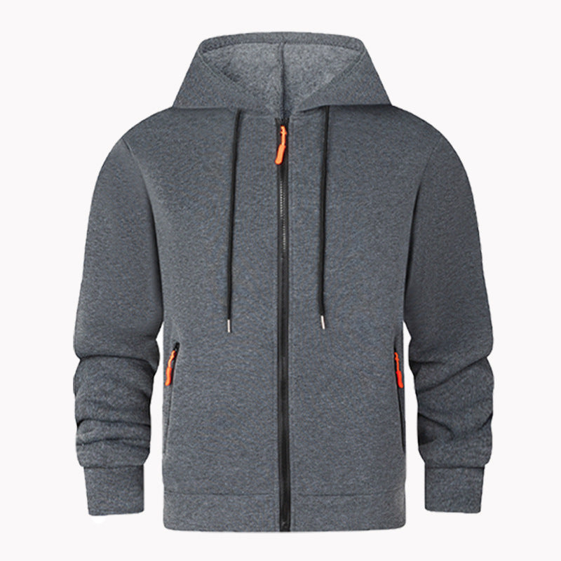Herren sportlicher Fleece-Hoodie mit funktionalen Reißverschlusstaschen Echoarchiv