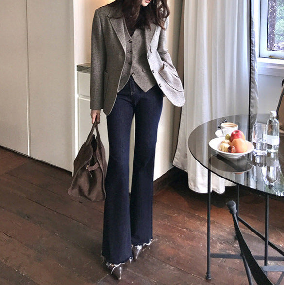 Damen Modischer Tweed Blazer Echoarchiv