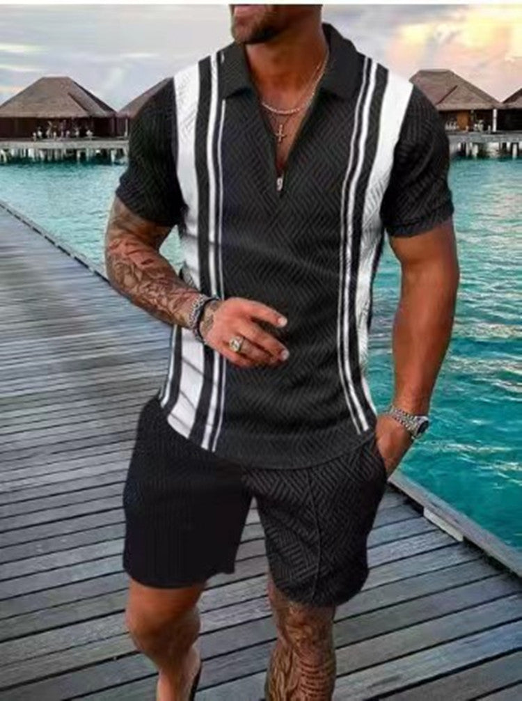 Herren Casual Strukturierter Polo Jumpsuit Echoarchiv