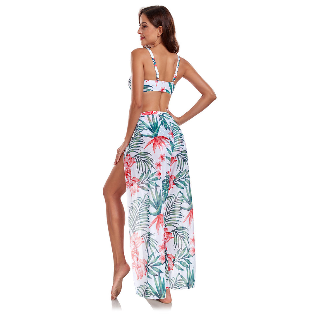 Damen Bikini-Set mit floralem Zufallsmuster und passendem Wickelrock Echo Archiv