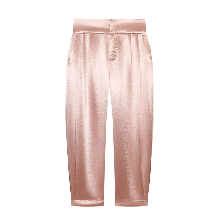 Damen Hochtaillierte weite Satinhose mit Bundfalte und Eingrifftaschen Echo Archiv