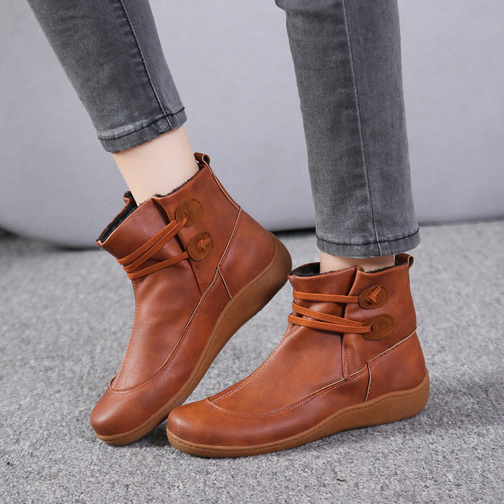 Damen Gefütterte Komfort-Ankleboots mit elastischer Schnürung und gedämpfter Gummisohle Echo Archiv