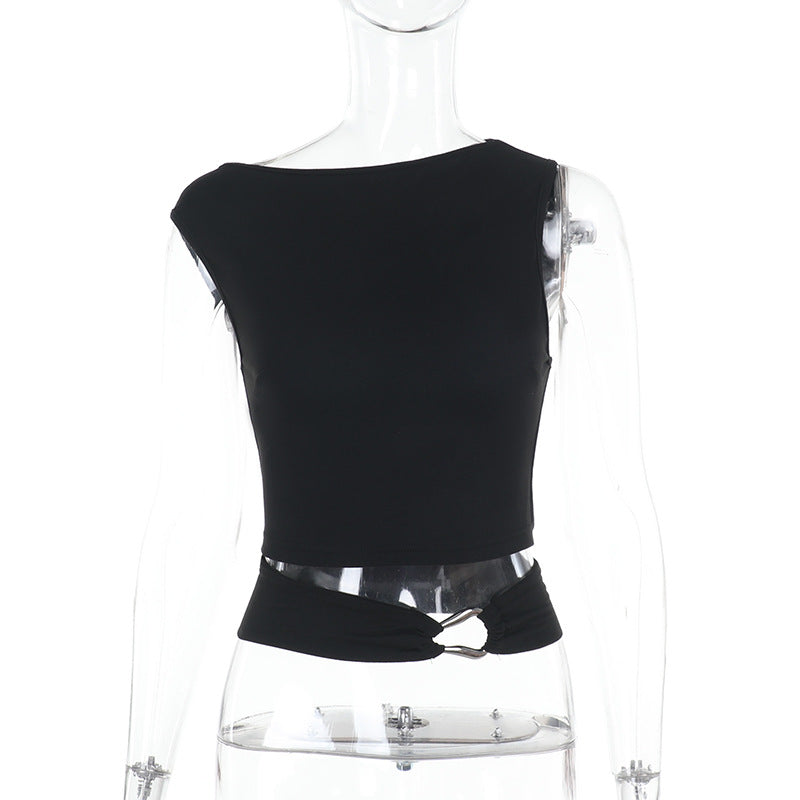 Damen Figurbetontes Crop-Top mit schickem Ringdetail Echo Archiv