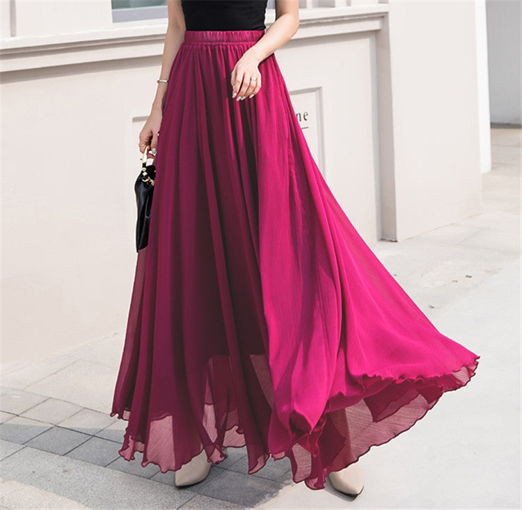 Damen nan Maxi-Chiffonrock mit elastischem Bund und fließender A-Linie Echo Archiv