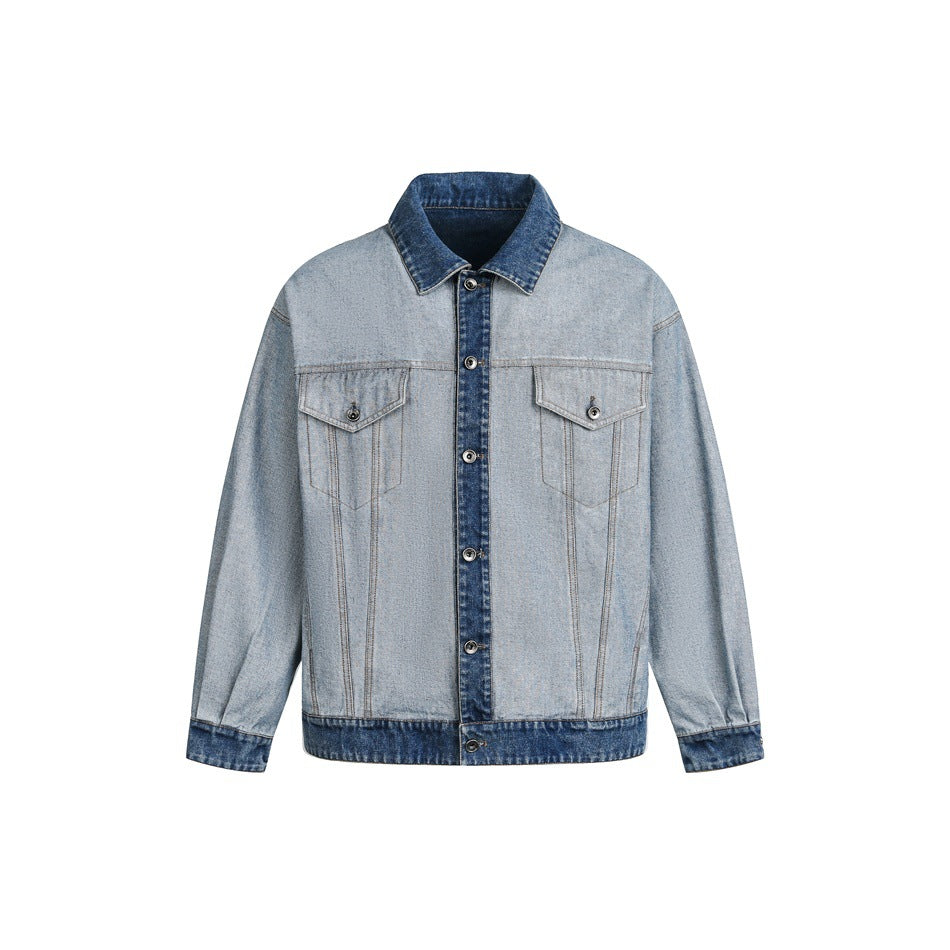 Unisex Oversize-Jeansjacke im Boxy‑Cut mit Kontrastblende und Brustklappen Echoarchiv