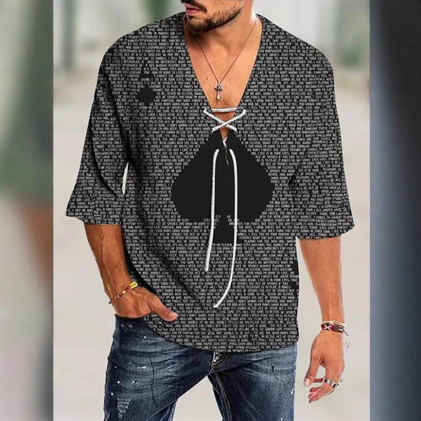 Herren grafisches Shirt mit modernem Schnürdesign Echoarchiv
