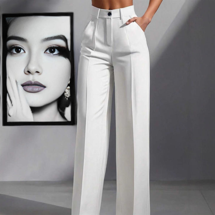 Damen Hochtaillierte Palazzo-Stretchhose mit Bügelfalte und Eingrifftaschen – Avélisse