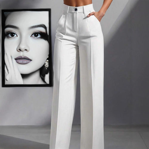Damen Hochtaillierte Palazzo-Stretchhose mit Bügelfalte und Eingrifftaschen – Avélisse