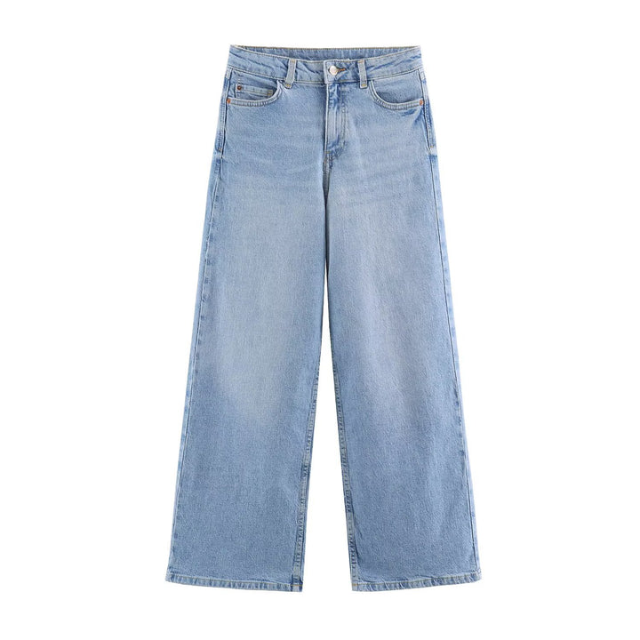 Damen Hochtaillierte Cropped Jeans mit weitem Bein und Fünf‑Taschen‑Schnitt Echo Archiv