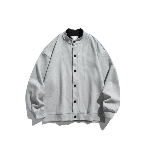 Unisex Oversize Knopfcardigan aus schwerer Baumwollfrottee mit tonalen Nahtpaspeln und geripptem Innenkragen Echoarchiv
