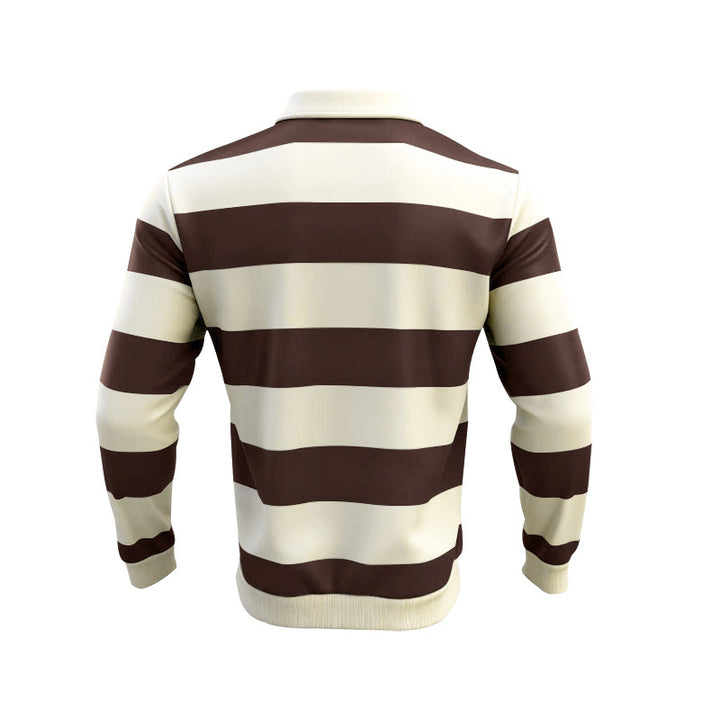Herren nan gestreiftes Rugby-Polo Langarmshirt mit breiten Querstreifen, klassischem Polokragen und gerippten Abschlüssen Echo Archiv
