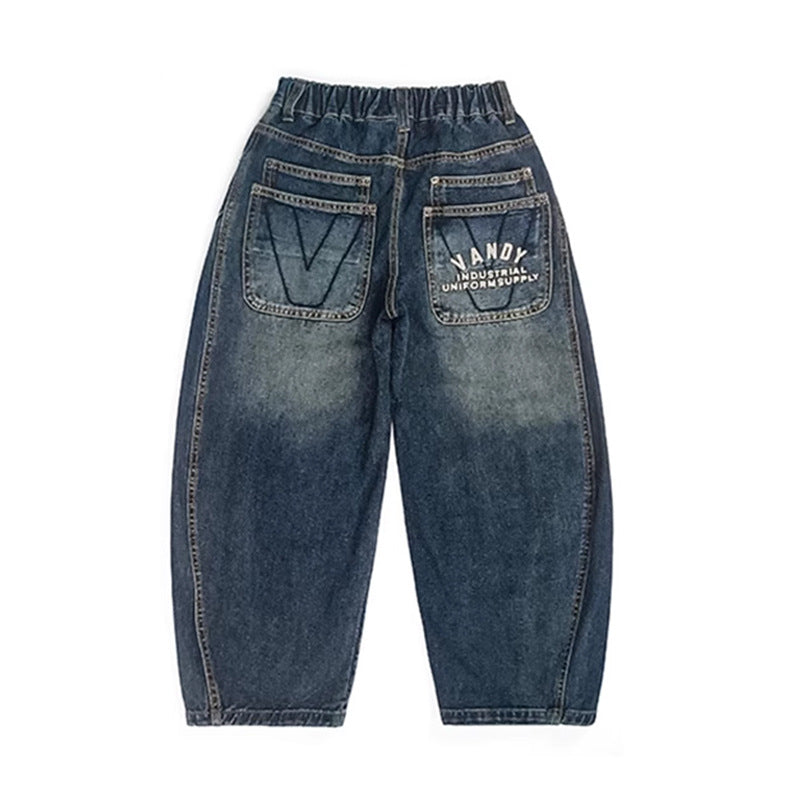 Unisex weite Denim Hose mit kreativen Gestaltungselementen Echo Archiv