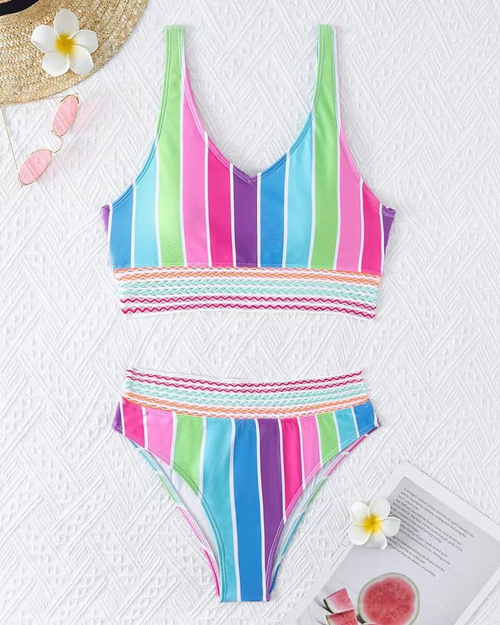 Damen Bikini-Set mit breitem Farbblockdesign und hohem Bündchen Echo Archiv