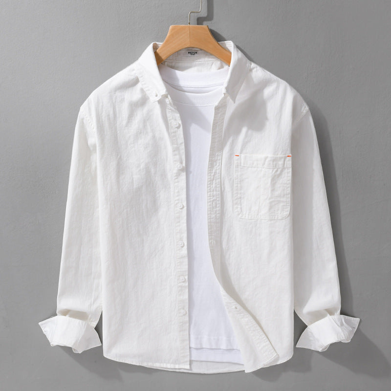 Herren Leichtes Baumwoll-Overshirt im Hemdjacken-Stil mit Brusttasche und Button-Down-Kragen Echoarchiv
