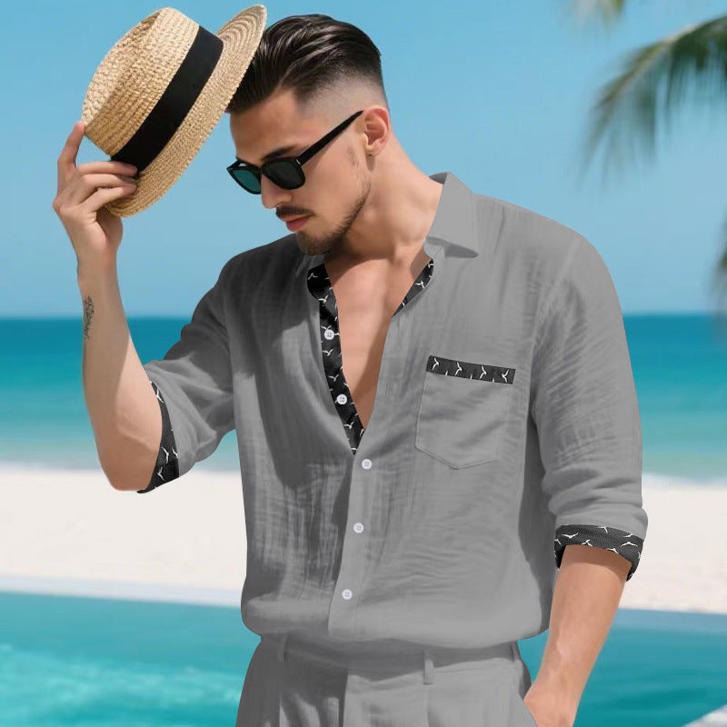 Herren modisches Leinenhemd mit eleganten Akzenten Echoarchiv