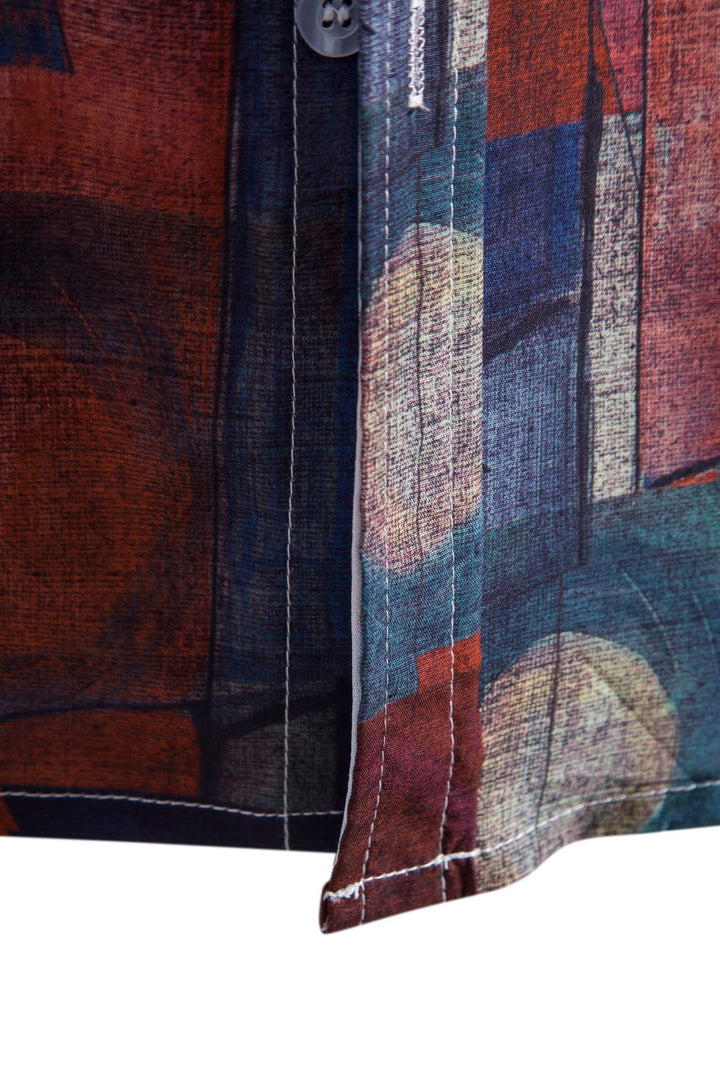Herren Kurzarmhemd mit kreativem geometrischen Kunstmotiv Echoarchiv