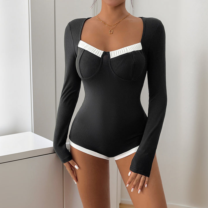 Damen Eleganter Langarm-Bodysuit Echo Archiv