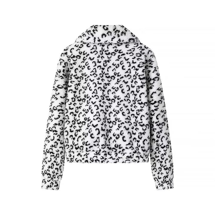 Damen kuschelige Teddy-Fleece Jacke mit Stehkragen und durchgehendem Reißverschluss – Célinea