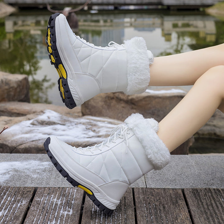 Damen Winterstiefel mit Kunstfellkragen, gesteppter Schaft und profilierter Thermosohle Echoarchiv