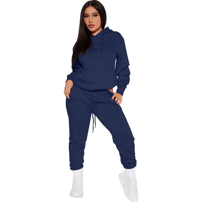 Damen zweiteiliges Lounge-Set mit Kapuzenpullover und High-Waist Jogginghose aus weichem French Terry – Avérine
