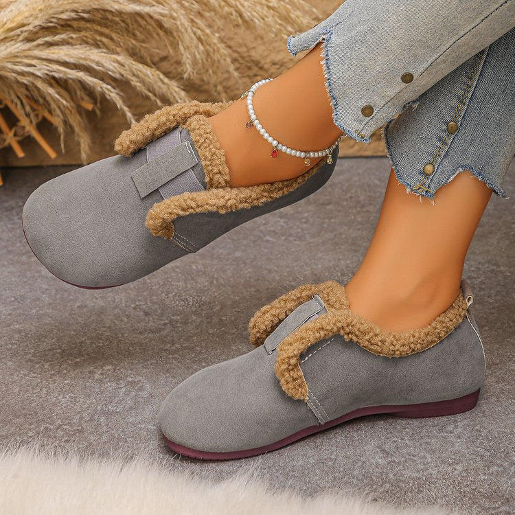 Damen Gefütterte Velours‑Slipper mit Teddybesatz und flexibler Gummisohle Echo Archiv