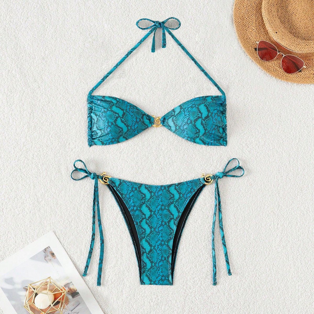 Damen Triangel-Bikini mit floralem Motiv und verstellbaren Trägern Echo Archiv