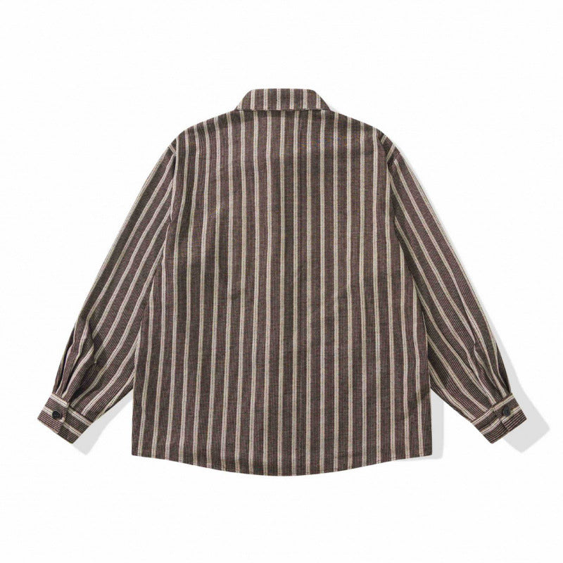 Unisex Oversize-Hemdjacke mit vertikalen Streifen, Brusttasche und kastiger Silhouette Echo Archiv