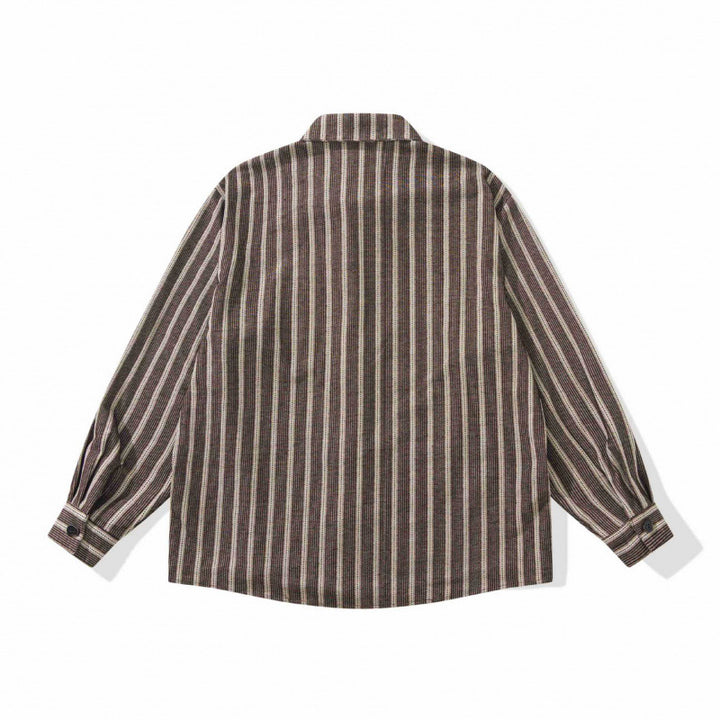 Unisex Oversize-Hemdjacke mit vertikalen Streifen, Brusttasche und kastiger Silhouette Echo Archiv