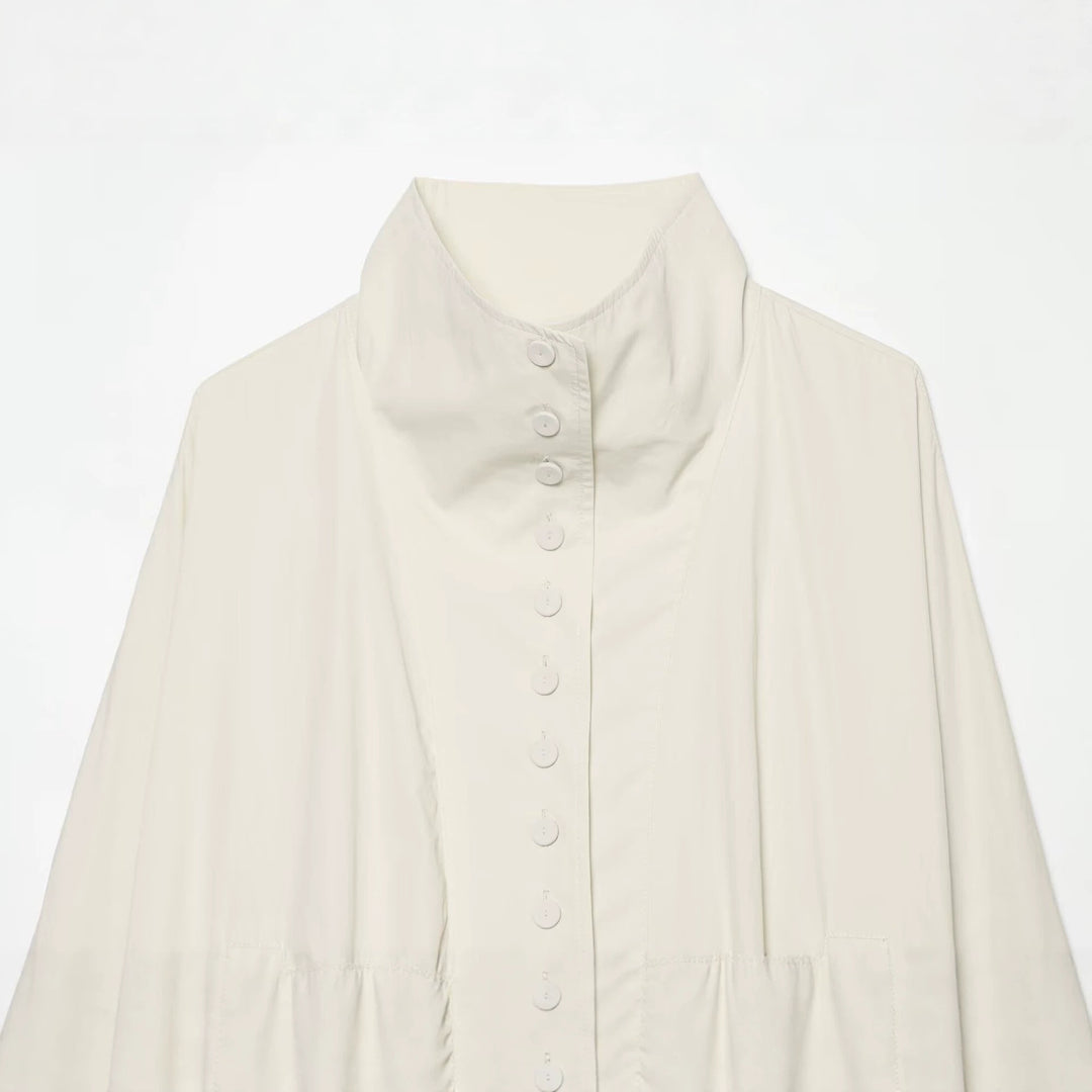 Damen Cropped-Blouson mit hohem Stehkragen, durchgehender Knopfleiste und Ballonärmeln Echo Archiv