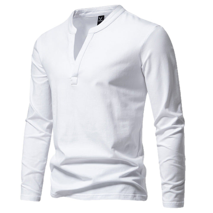 Herren nan langärmeliges Henleyshirt mit Stehkragen, tiefer V-Öffnung und schmaler Passform Echo Archiv