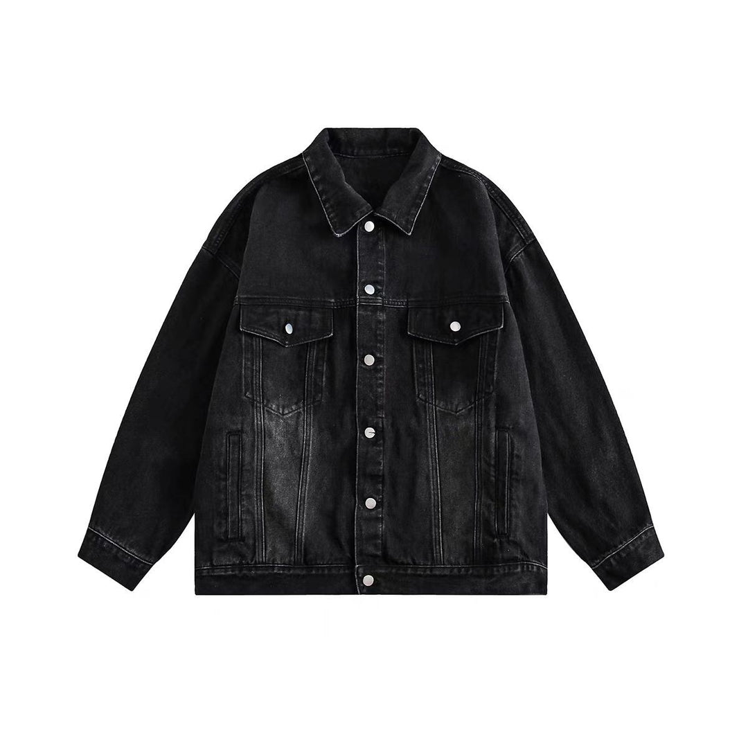 Herren Boxy-Denim-Überhemdjacke mit Druckknopfblende, Pattentaschen & geradem Saum Echoarchiv