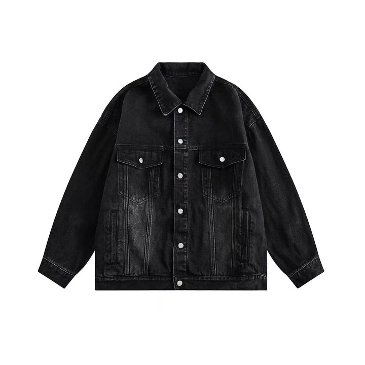 Herren Boxy-Denim-Überhemdjacke mit Druckknopfblende, Pattentaschen & geradem Saum Echoarchiv