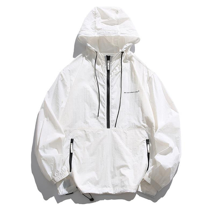 Unisex Leichter Ripstop-Hoodie-Anorak mit Halbreißverschluss, Kordelzug & Reißverschlusstaschen Echoarchiv