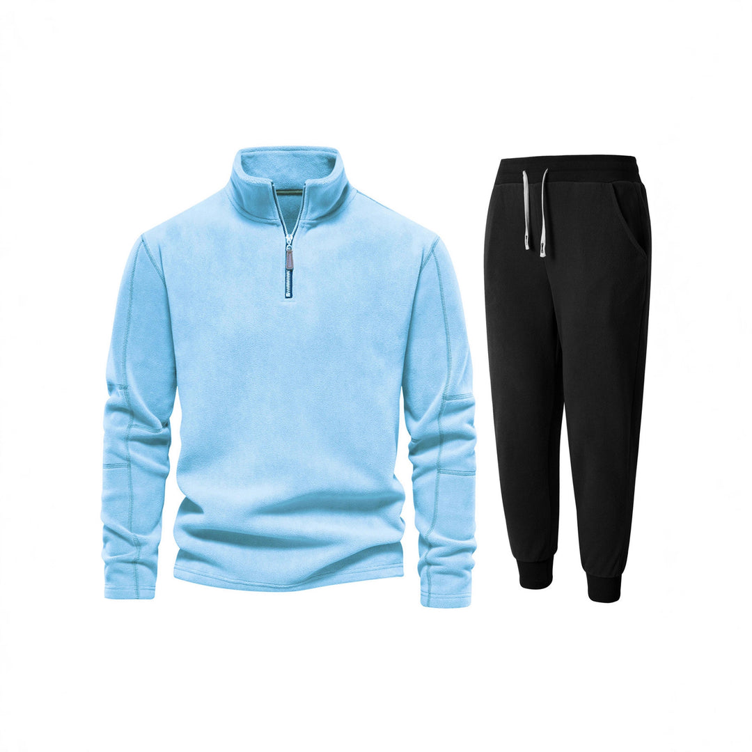 Herren Fleece-Oberteil mit kurzer Reißverschluss und bequemen Jogginghosen Echoarchiv