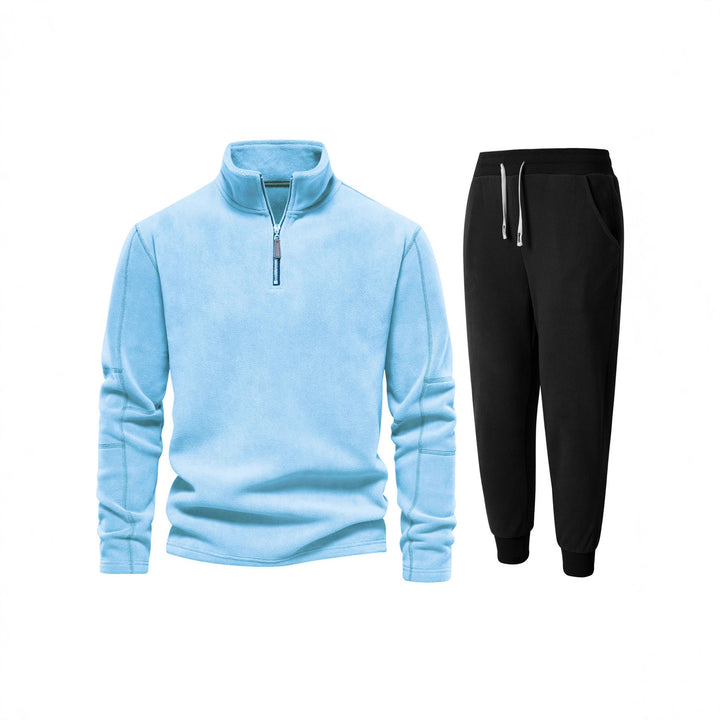 Herren Fleece-Oberteil mit kurzer Reißverschluss und bequemen Jogginghosen Echoarchiv