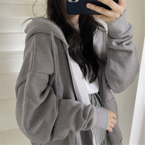 Damen oversized Kapuzenjacke aus weichem Fleece mit Kängurutasche – Auréline
